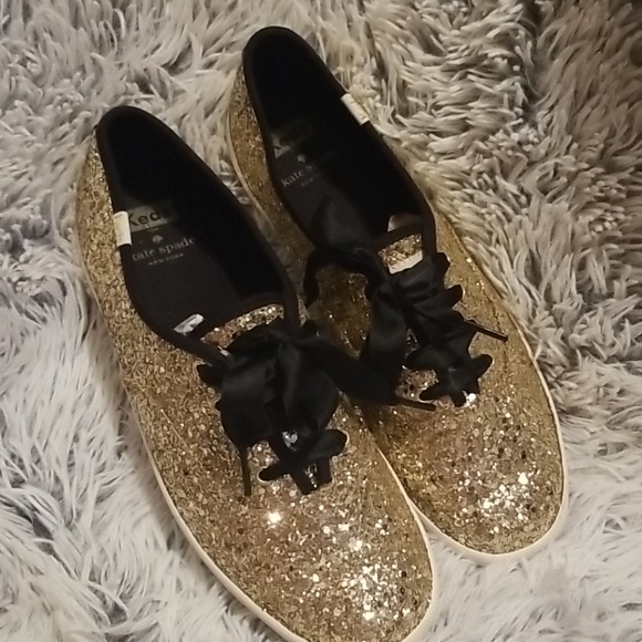 Keds Shoes - Kate Spade x Keds Glitter Sneakers GOLD Black 9 W